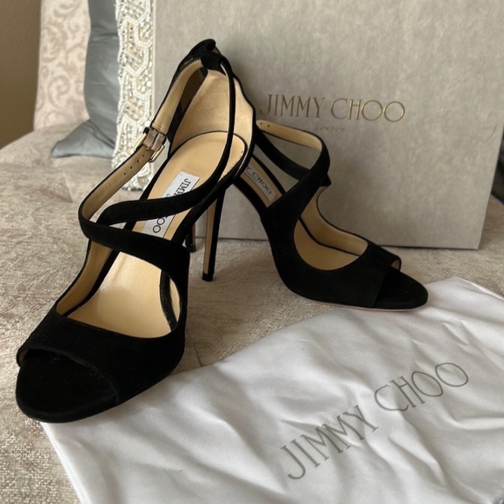 NWT- JIMMY CHOO Emily 100mm heel (3.9 inch heel) open toe,slim heel.